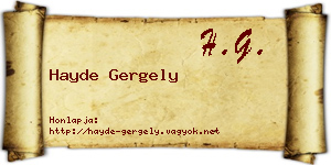 Hayde Gergely névjegykártya